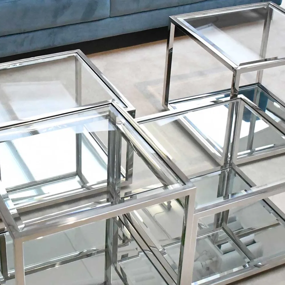 Outlet Wohnzimmer Tisch Satz Juareza Glastische