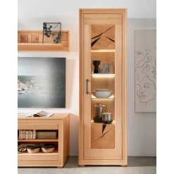 Wohnzimmer Vitrinenschrank Olmedo Massivholzmöbel|Vitrinenschrank