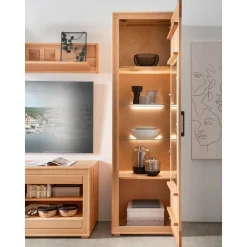 Wohnzimmer Vitrinenschrank Olmedo Massivholzmöbel|Vitrinenschrank