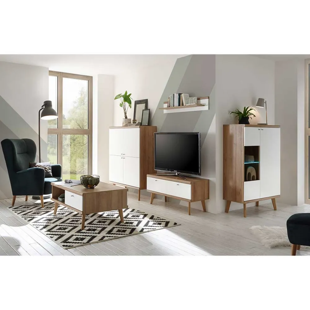 Outlet Wohnzimmermöbel Levanca Massivholz Wohnwände