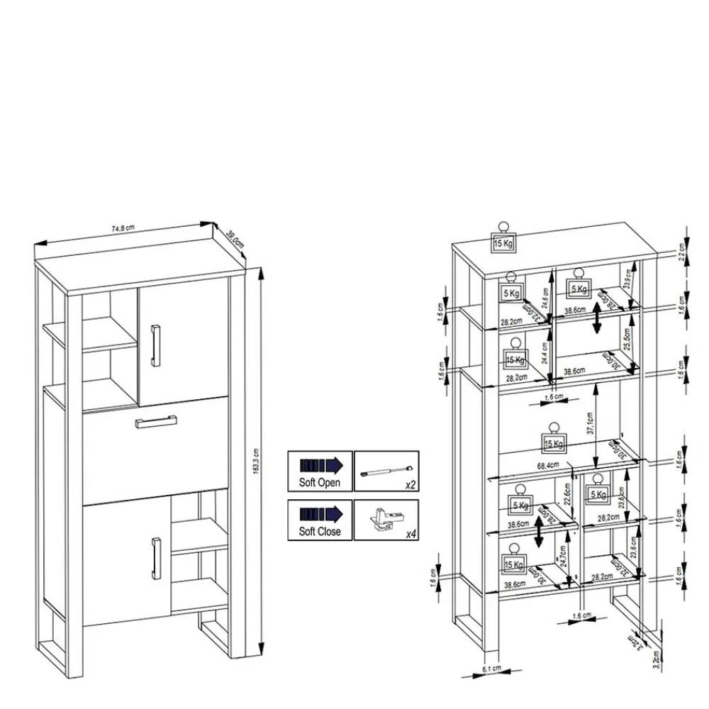 New Wohnzimmerschrank Besi Vitrinenschrank|Stauraumvitrinen