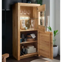 New Wohnzimmervitrine Wildeiche Divrina Massivholzmöbel|Vitrinenschrank